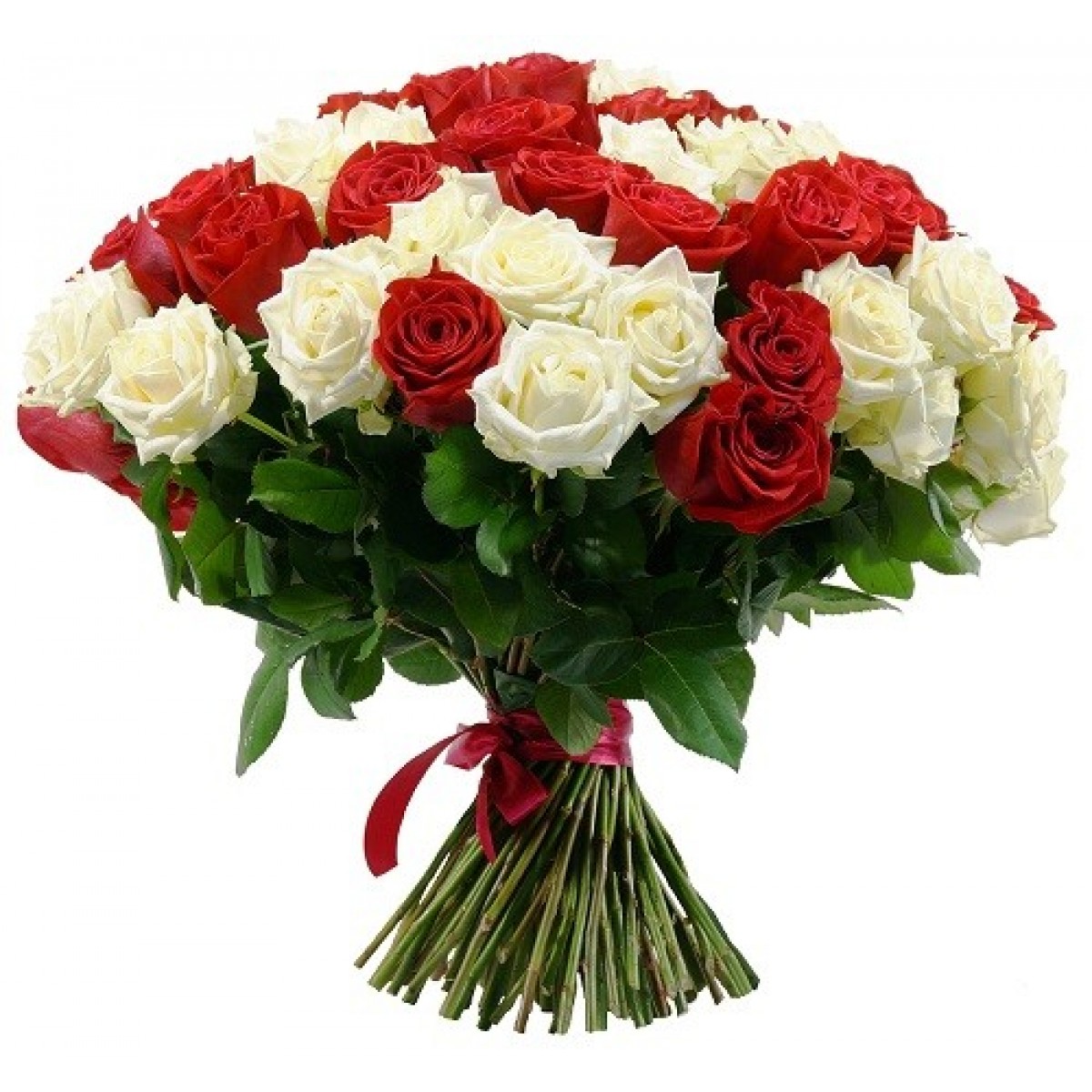 100 White & Red Roses Bouquet – Send Flowers to Amman Jordan - Online ...
